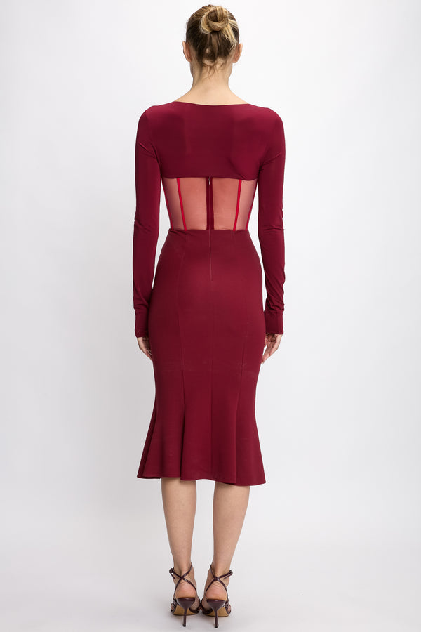 Nensi Dojaka CORSETTED MIDI DRESS WITH RAGLAN SLEEVE
