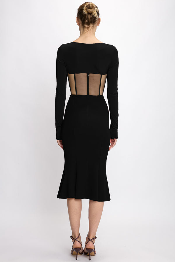 Nensi Dojaka CORSETTED MIDI DRESS WITH RAGLAN SLEEVE