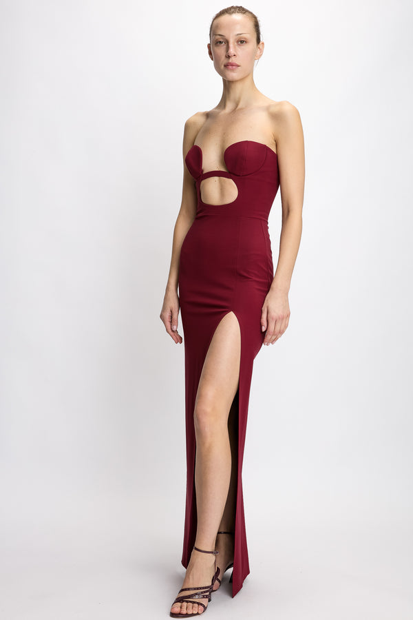 Nensi Dojaka LONG FITTED DRESS WITH VOLUTE PADDED BRA