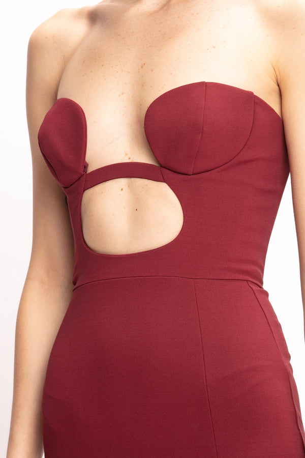 Nensi Dojaka LONG FITTED DRESS WITH VOLUTE PADDED BRA