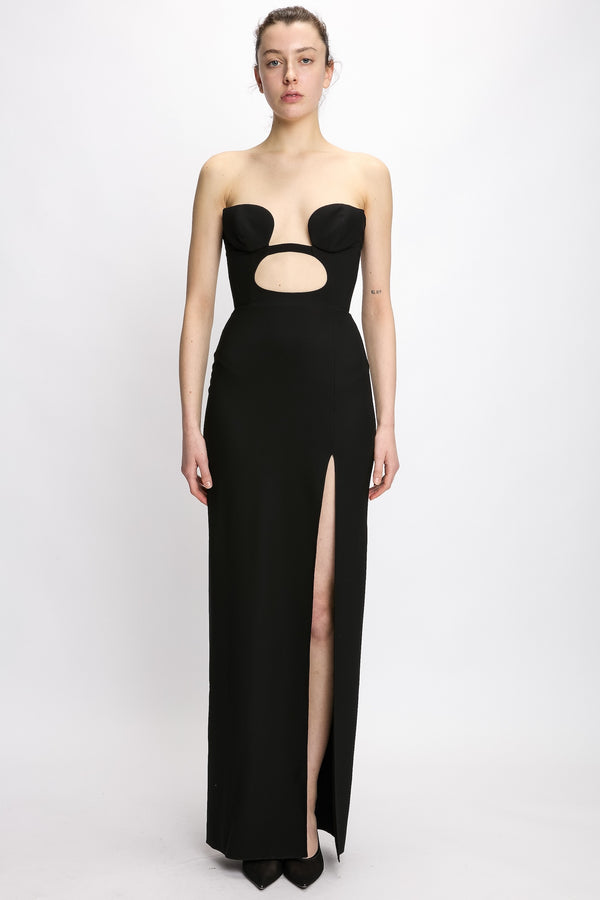 nensi dojaka LONG FITTED DRESS WITH VOLUTE PADDED BRA