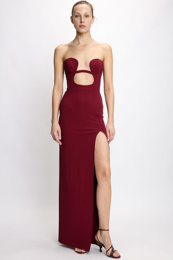 nensi dojaka LONG FITTED DRESS WITH VOLUTE PADDED BRA