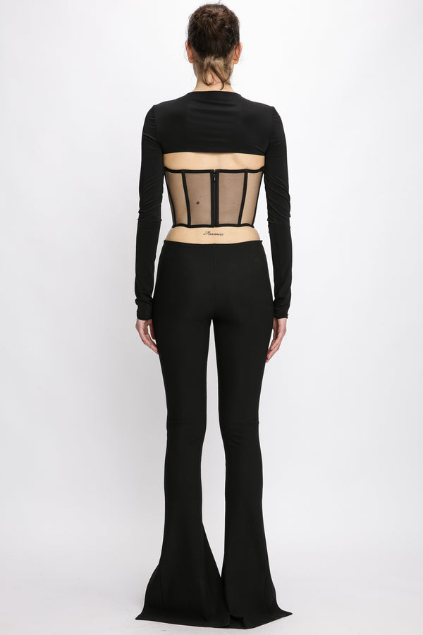 Nensi Dojaka BUSTIER CREW NECK LONG SLEEVE TOP