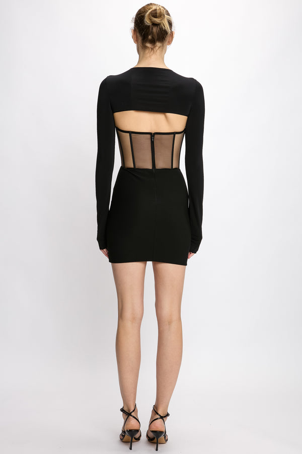 Nensi Dojaka CORSETTED MINI CREW NECK DRESS