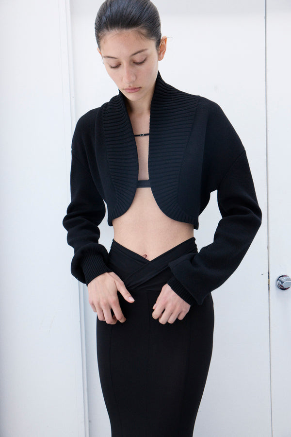 nensi dojaka ELLA OPEN KNIT CROP CARDIGAN