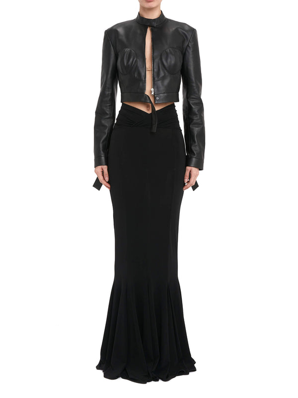 Nensi Dojaka LÉA BUSTIER LEATHER BIKER JACKET