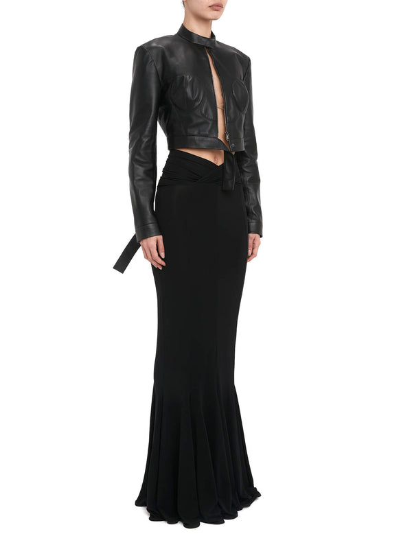 Nensi Dojaka LÉA BUSTIER LEATHER BIKER JACKET