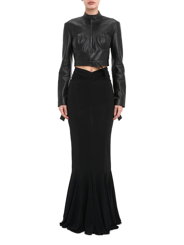 nensi dojaka LÉA BUSTIER LEATHER BIKER JACKET