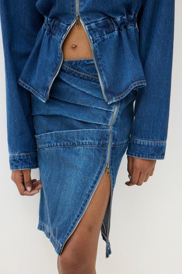 Nensi Dojaka LIVIA ASYMMETRIC ZIP SKIRT