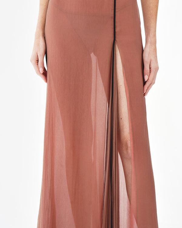 Nensi Dojaka MAE CORSET DRAPED GOWN In COGNAC