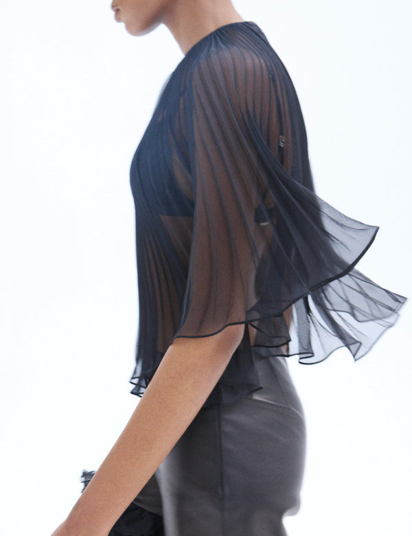 Nensi Dojaka MERCY SEMI-SHEER PLEATED CAPE