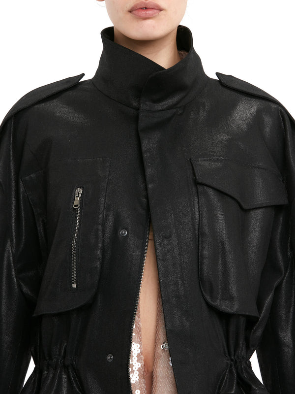 Nensi Dojaka MERYL SHIMMER PARKA WITH ZIPS