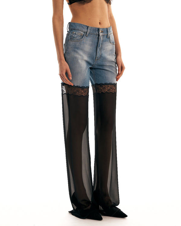 Nensi Dojaka REBECCA HYBRID JEANS WITH CHIFFON