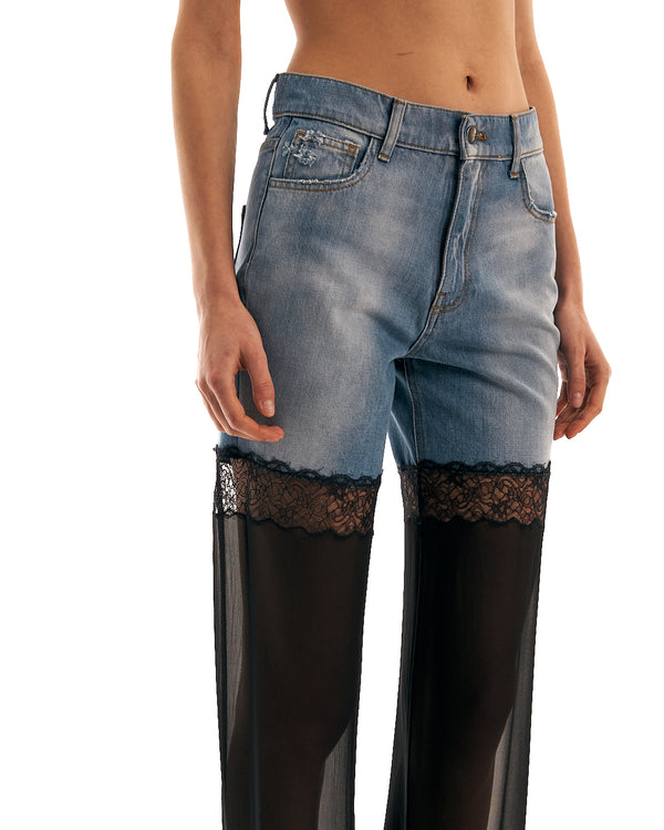 Nensi Dojaka REBECCA HYBRID JEANS WITH CHIFFON