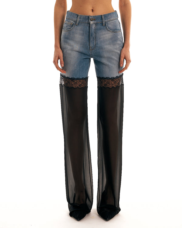 nensi dojaka REBECCA HYBRID JEANS WITH CHIFFON