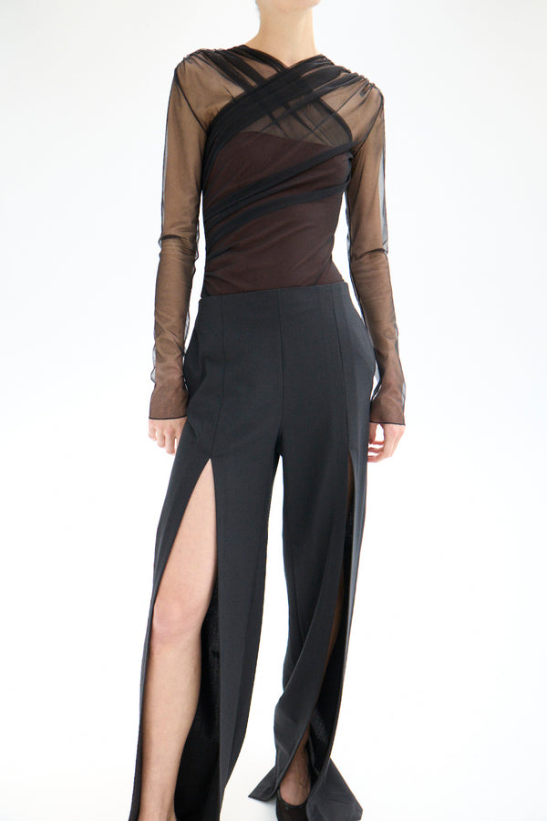 Nensi Dojaka RENEE TULLE GATHERED BODY In BLACK