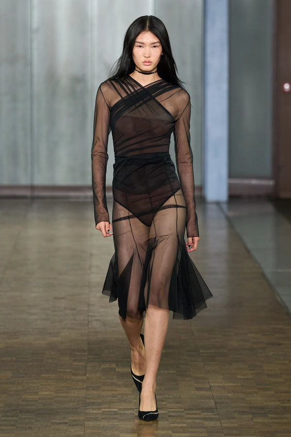 nensi dojaka RENEE TULLE GATHERED BODY in BLACK