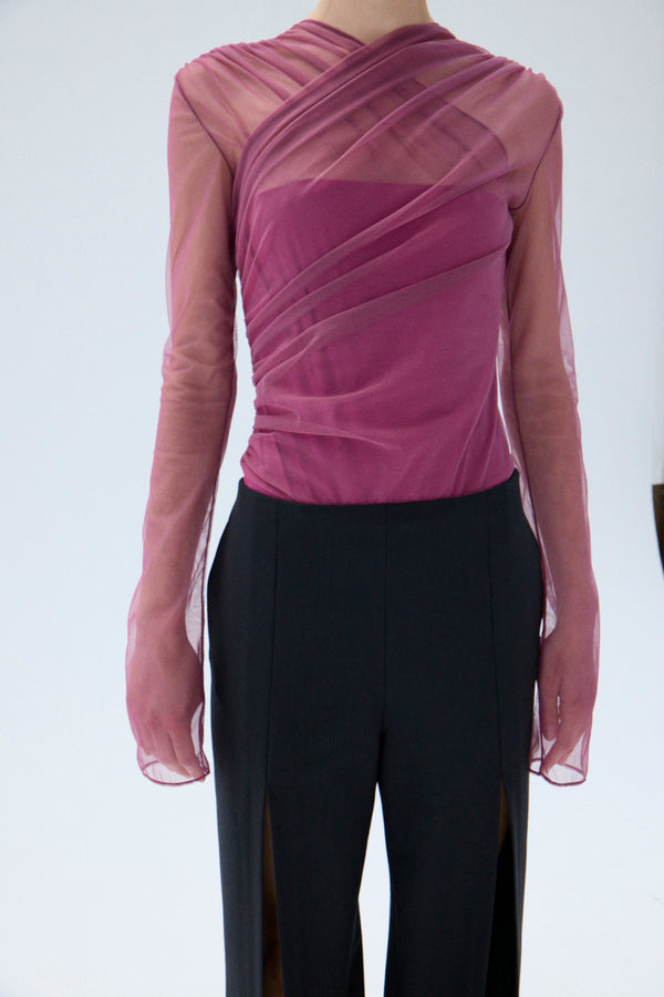 Nensi Dojaka RENEE TULLE GATHERED BODY In PEONY