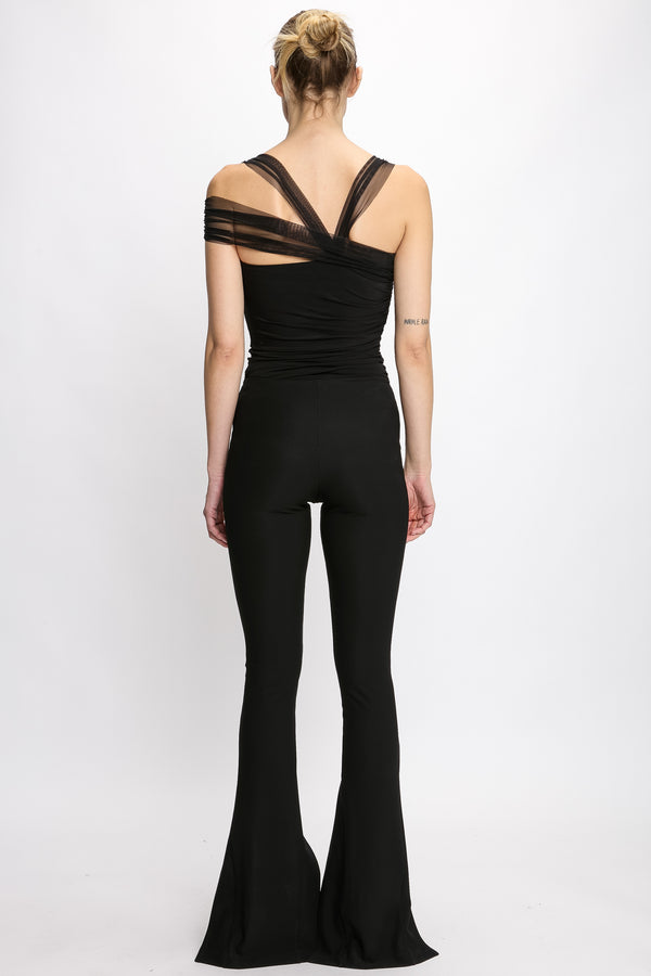 Nensi Dojaka RUCHED BODYSUIT WITH DRAPED SHOULDERS