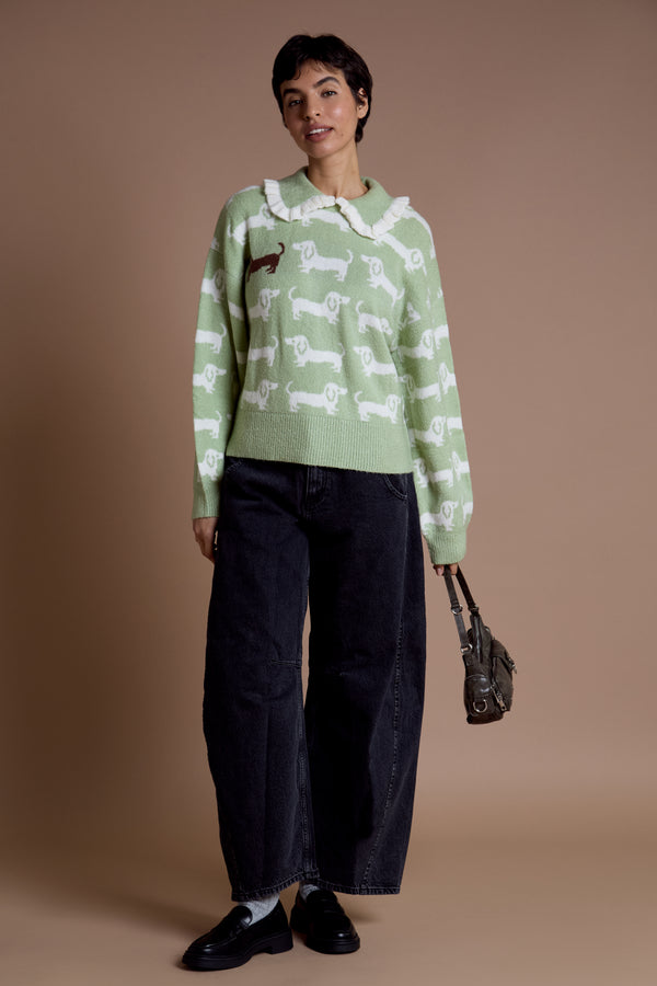 Neon Rose Arnie Frill Collar Sausage Dog Jumper