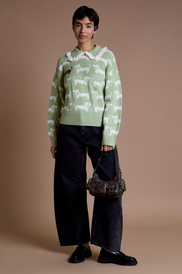 Neon Rose Arnie Frill Collar Sausage Dog Jumper