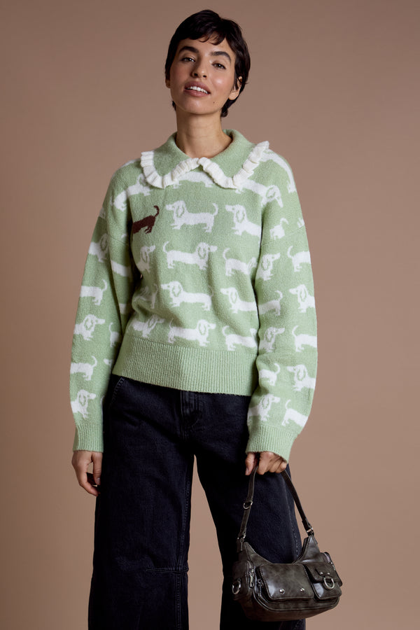 Neon Rose Arnie Frill Collar Sausage Dog Jumper