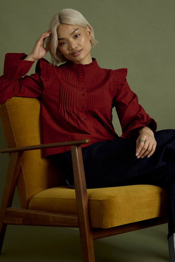 Neon Rose Aura High Neck Blouse