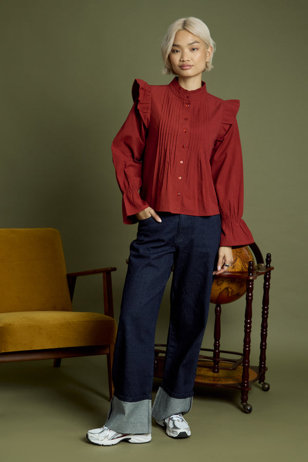 Neon Rose Aura High Neck Blouse