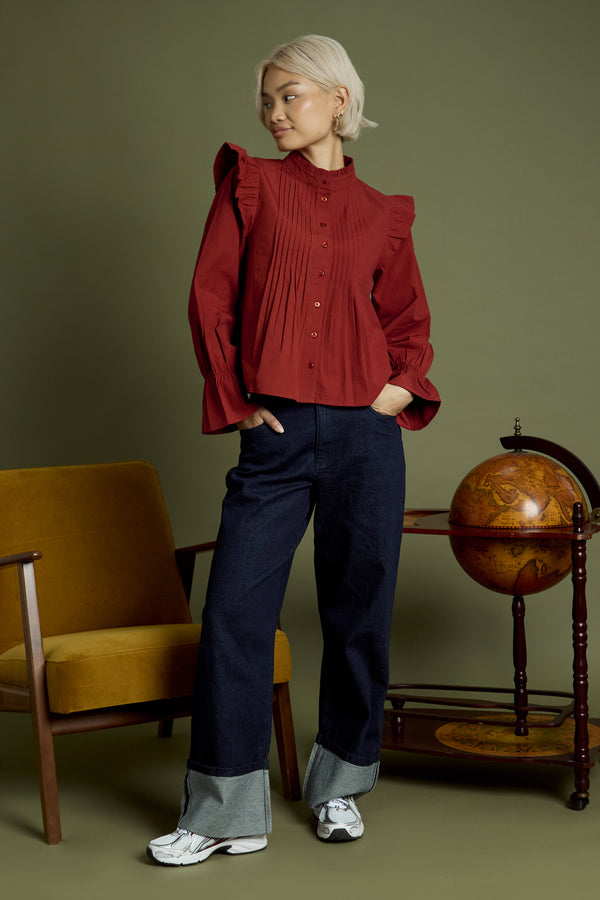 Neon Rose Aura High Neck Blouse