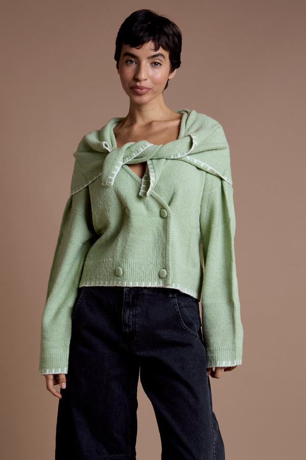 Neon Rose Colette Scarf Detail Cardigan