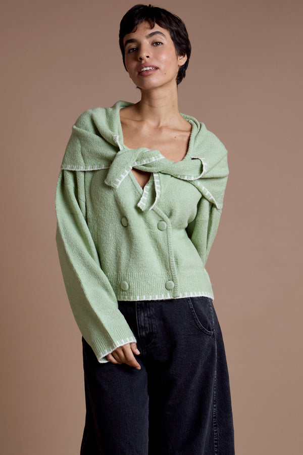 neon rose Colette Scarf Detail Cardigan