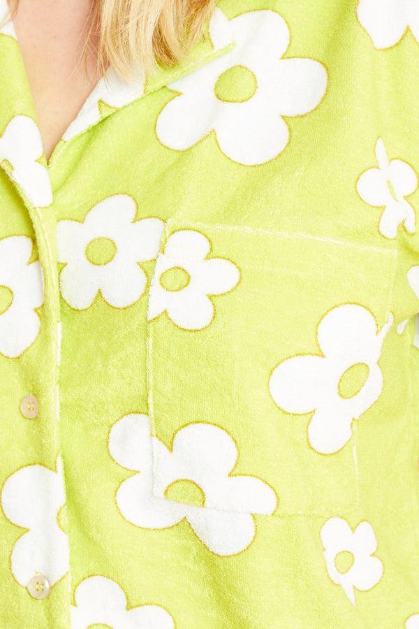 Neon Rose Delilah Towelling Shorts - Green