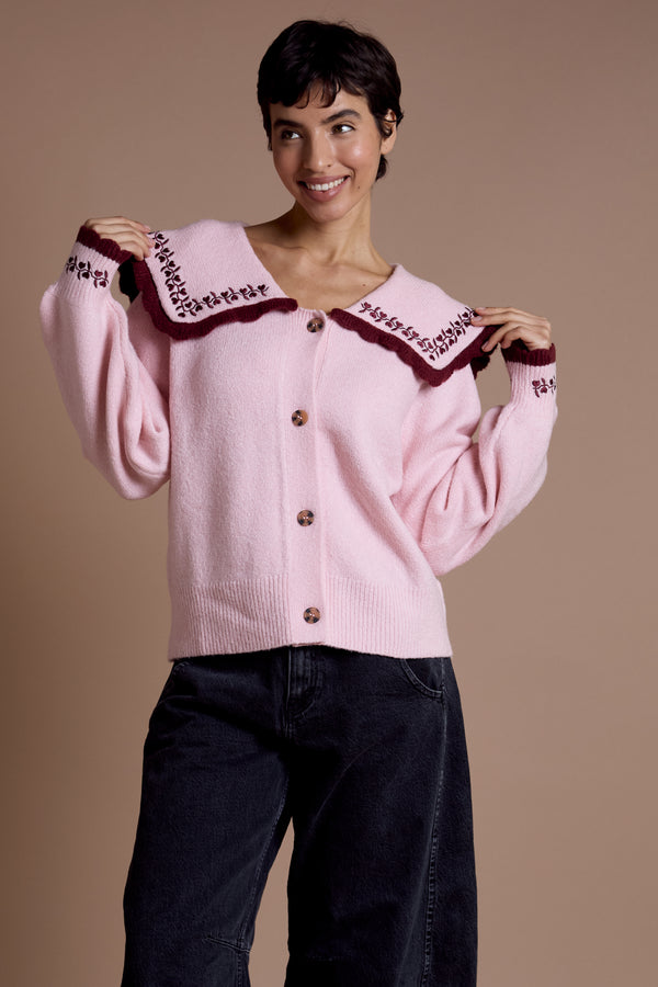 Neon Rose Effie Oversized Collar Cardigan