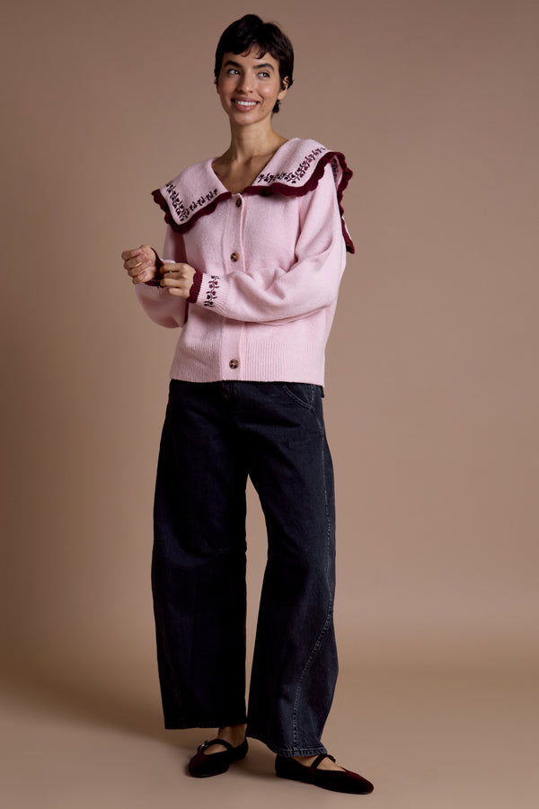 Neon Rose Effie Oversized Collar Cardigan