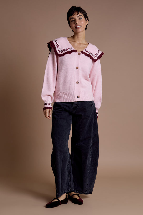 Neon Rose Effie Oversized Collar Cardigan