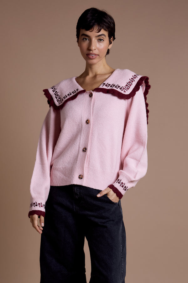 neon rose Effie Oversized Collar Cardigan