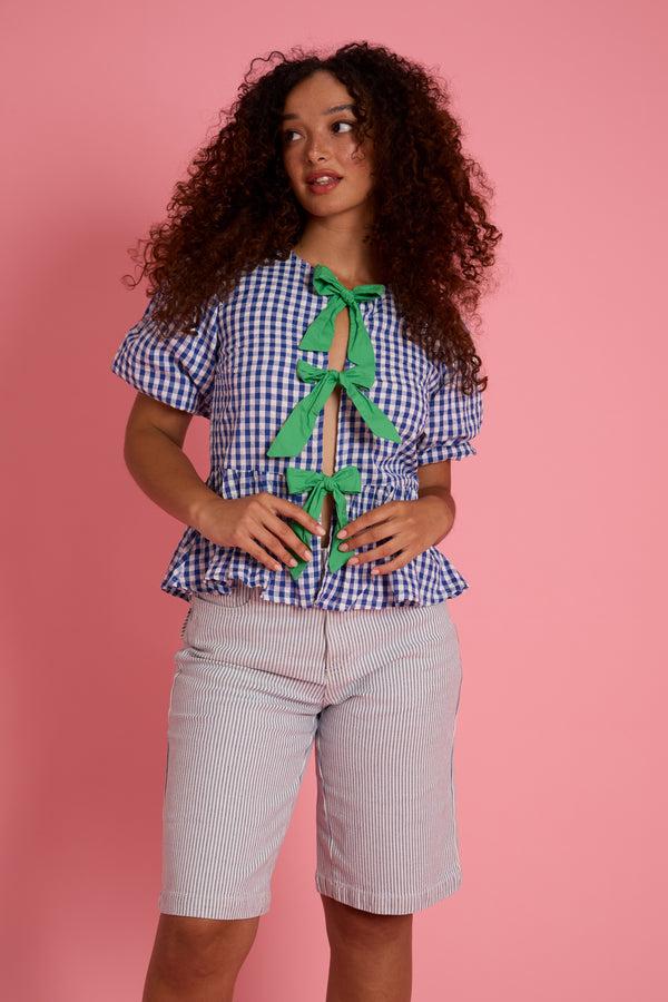 Neon Rose Lola Gingham Smock Blouse