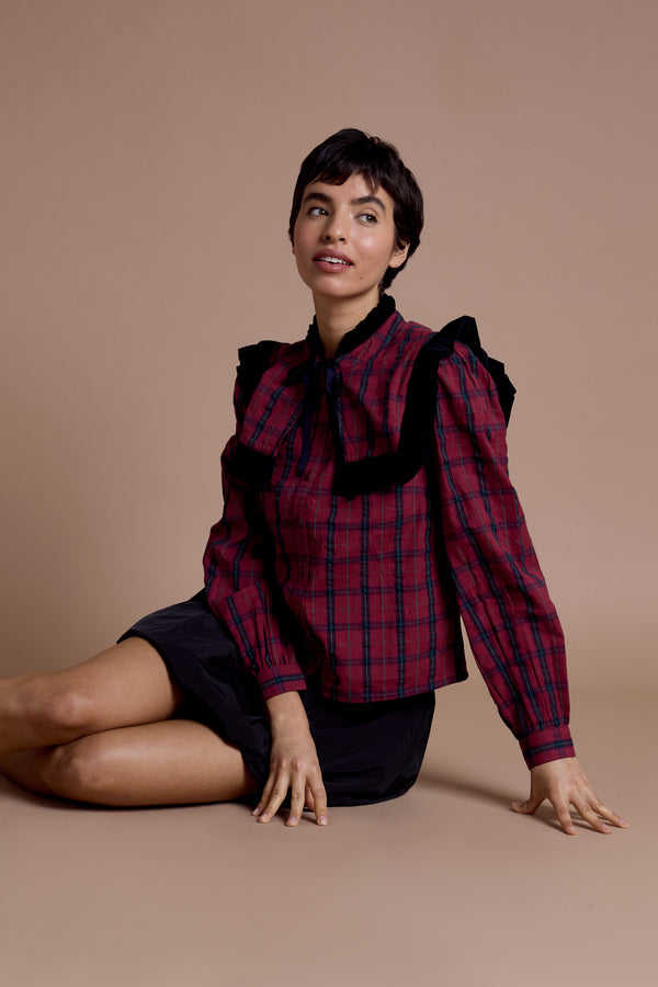 Neon Rose Lottie Check Blouse