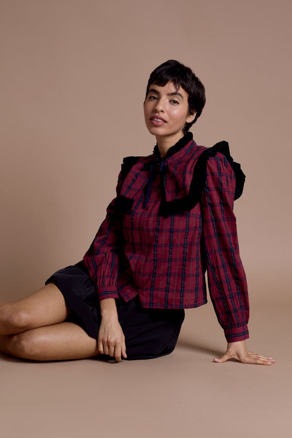 neon rose Lottie Check Blouse