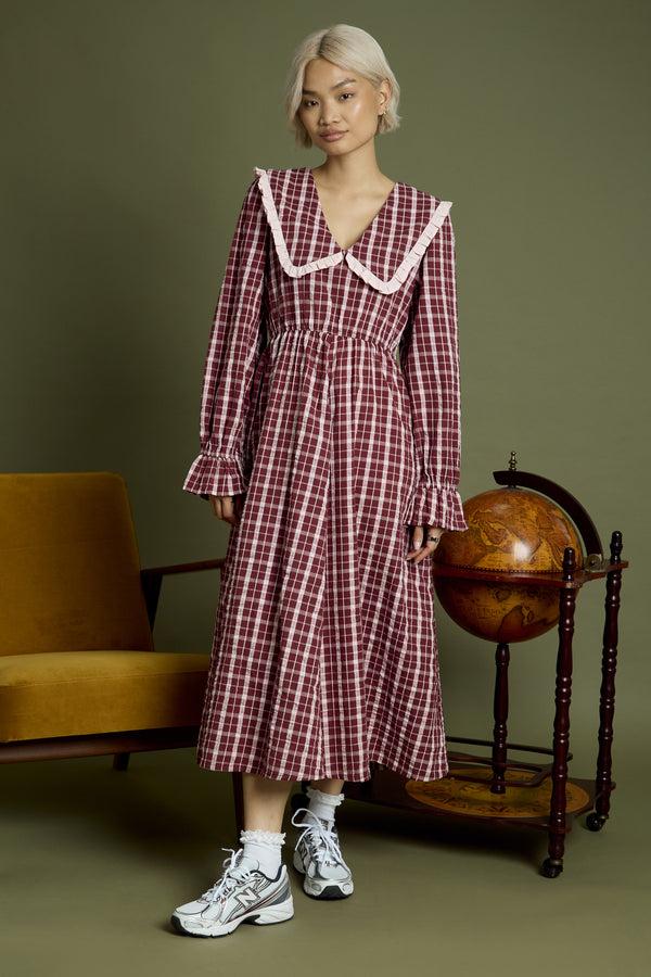 Neon Rose Mia Textured Check Midaxi Dress