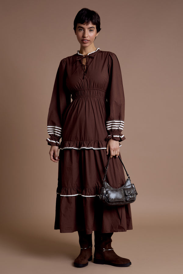 neon rose Minnie Midaxi Tiered Dress