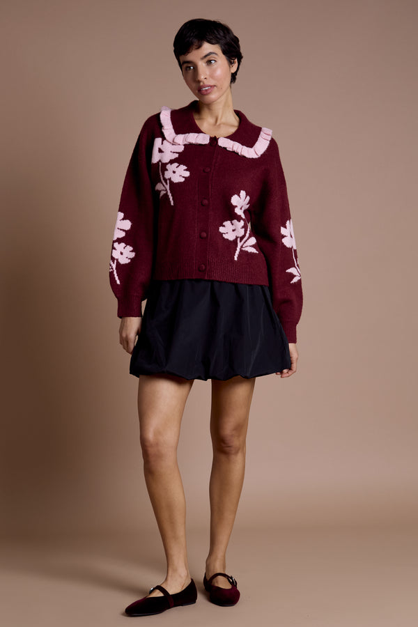 Neon Rose Nancy Scallop Collar Cardigan