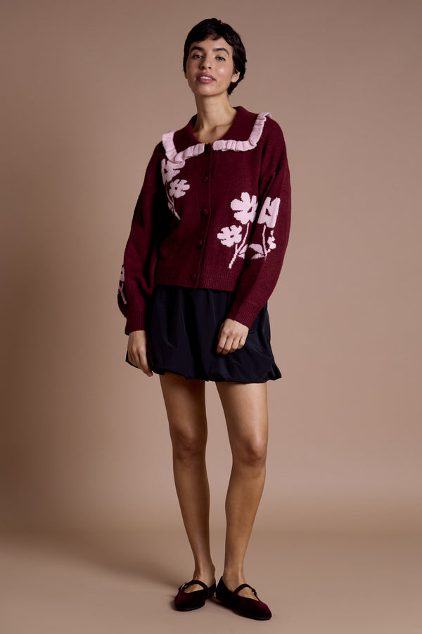 Neon Rose Nancy Scallop Collar Cardigan