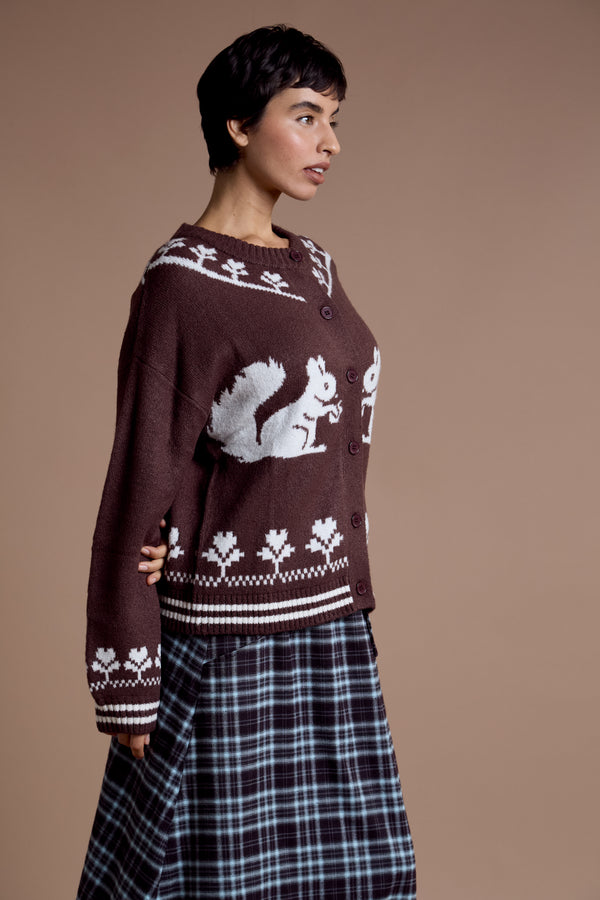 Neon Rose Nell Squirrel Caridgan