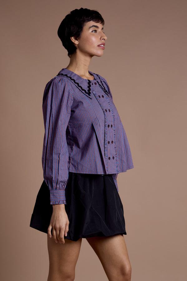Neon Rose Nina Striped Collar Blouse