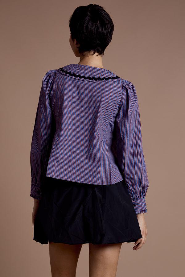 Neon Rose Nina Striped Collar Blouse