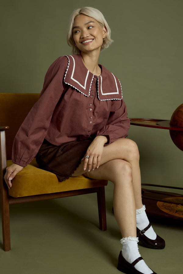 Neon Rose Noa Balloon Sleeve Smock Blouse