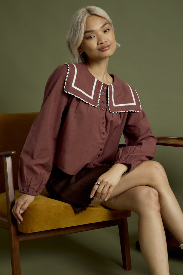 Neon Rose Noa Balloon Sleeve Smock Blouse