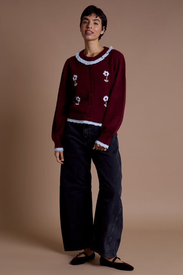 Neon Rose Raye Floral Detail Cardigan