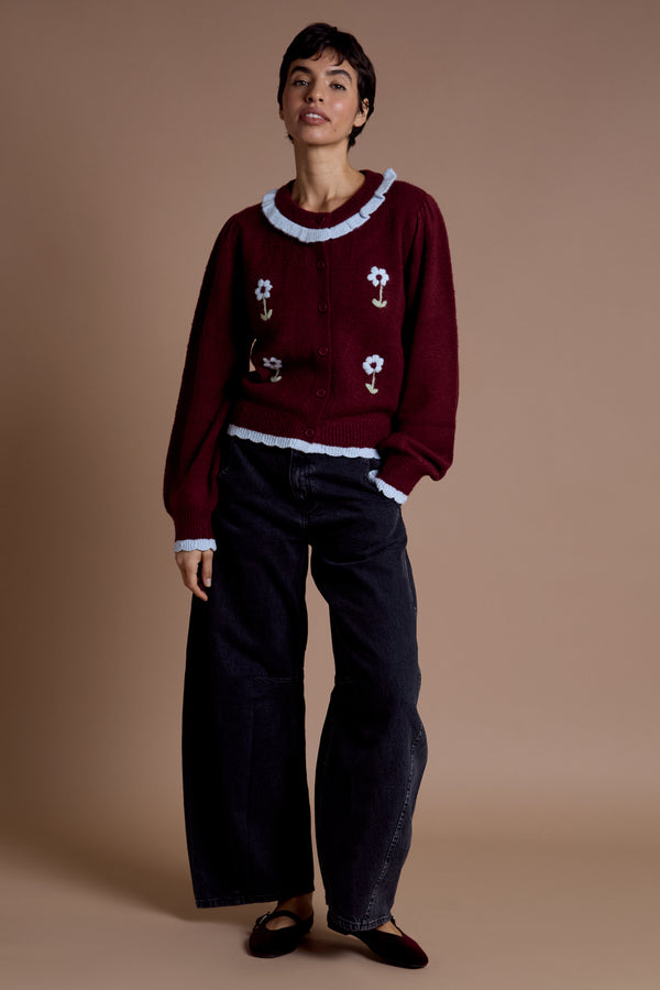 Neon Rose Raye Floral Detail Cardigan